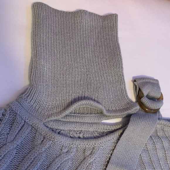 New - Gray Long Sleeve Off the Shoulder Turtleneck Knit Fall Sweater Small - Picture 11 of 11